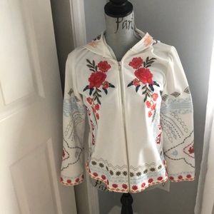 Adore Floral Embroidered Jean Jacket in White